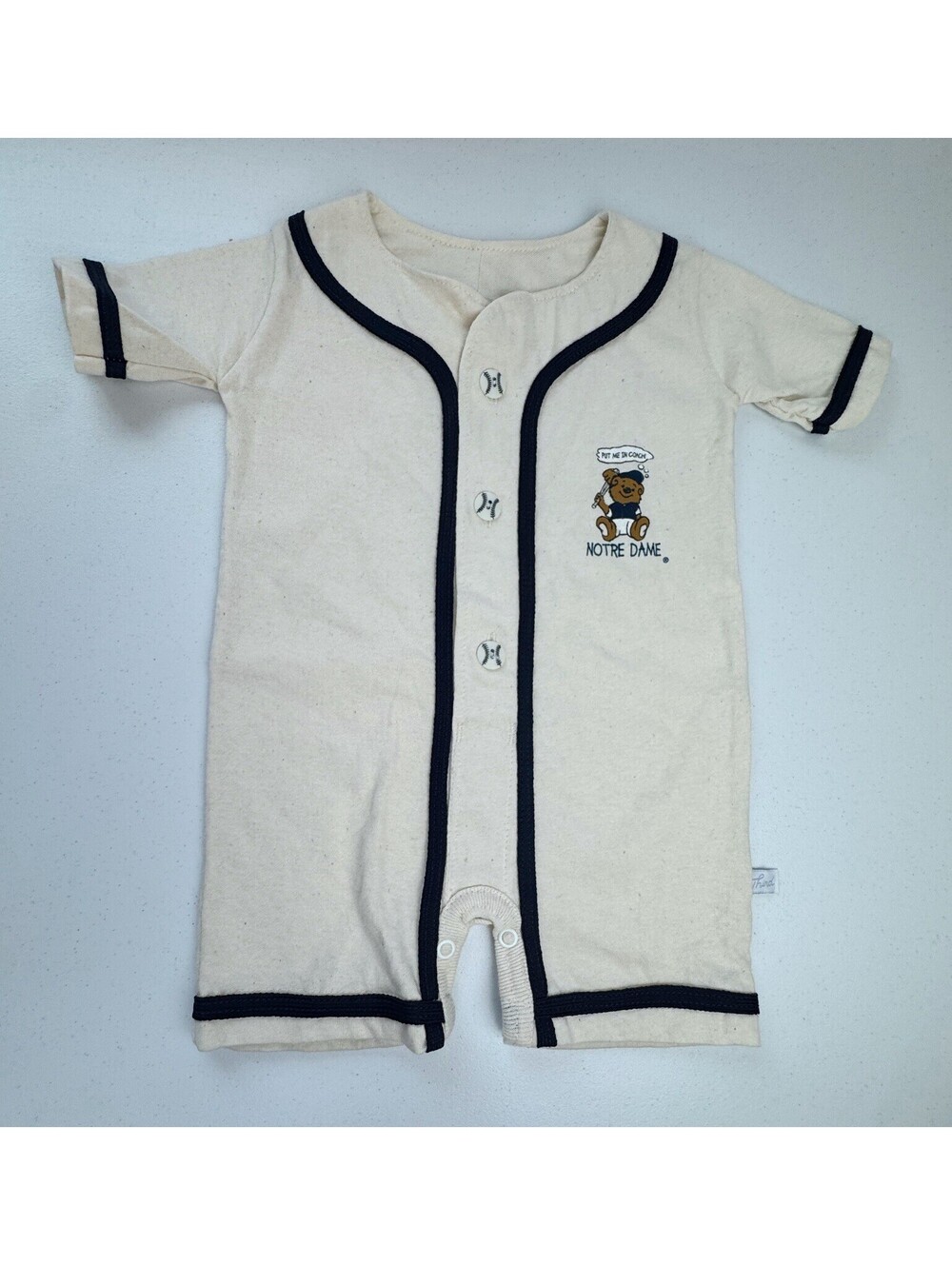 The Kids Company Vintage Notre Damn Baseball Romper Size 6 Months